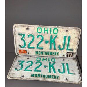 Ohio License Plates 1991  322-KJL Montgomery OHIO man cave decor